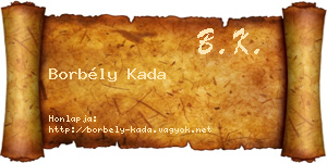 Borbély Kada névjegykártya